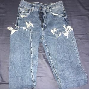 High waisted distressed skinny jeans